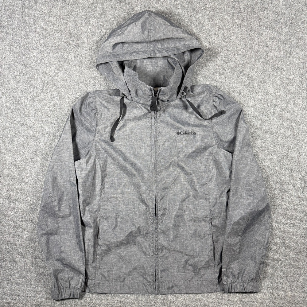 Columbia Omni-shade Zip Up Hooded Nylon Lightweight Jacket Gray Womens Small